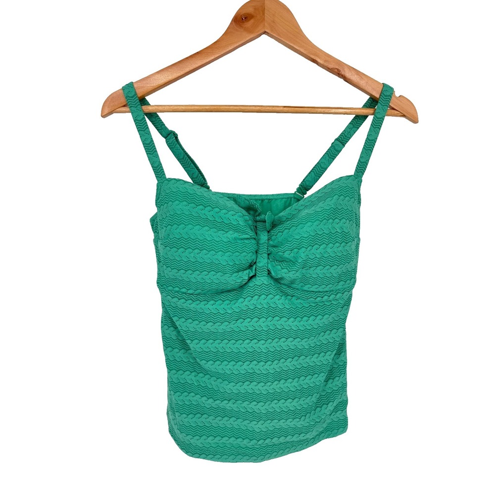 Prima Donna‎ Twist Swim Tankini Top S Green Lace Textured Underwire Beach Summer